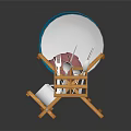 Wooden Household Dish Drying Rack With Plates Utensils And Pink Accessories