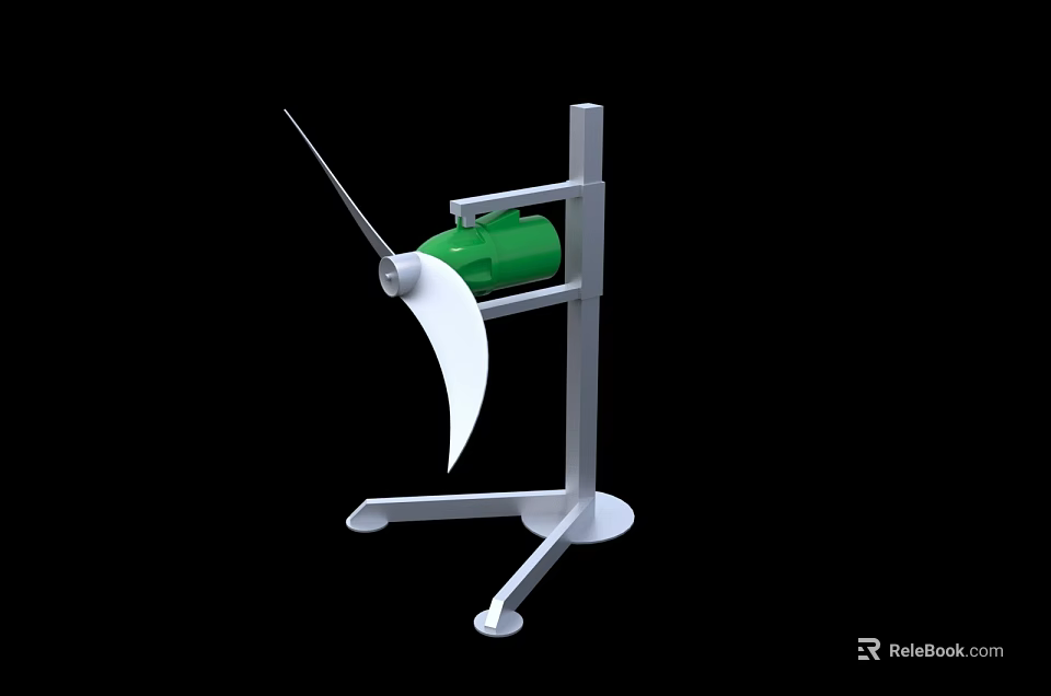 Industrial Equipment Featuring Green Roller White Blade And Sturdy Metal Stand 3d model 