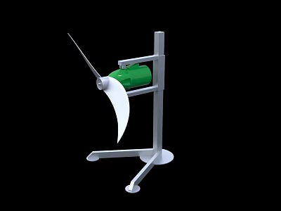 Industrial Equipment Featuring Green Roller White Blade And Sturdy Metal Stand 3d model