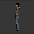 3D Game and Movie Character with Brown Jacket Blue Jeans Gloves and Utility Belt Design