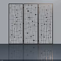 Modern Decorative Hinged Door With Grid Pattern And Circular Dot Design 3d model