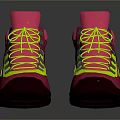 Pink High Top Shoes With Yellow Laces And Reflective Accents For Outdoor Use