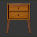 Wooden Modern Bedside Table With Two Drawers And Slim Legs Design