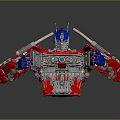 Optimus Prime Action Figure With Red Blue Silver Mechanical Details And Armor Design