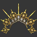 Golden Crown With Intricate Filigree Design And Sparkling Diamond Details