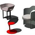 Modern Black Accent Chair With Flowing Red Base And Unique Design 3d model