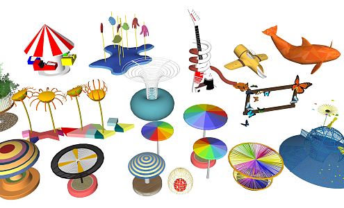 Modern Amusement Facilities Children's Equipment Children's Activity Area Landscape Setches Featured Seats Children's Playground Amusement Facilities 3d model