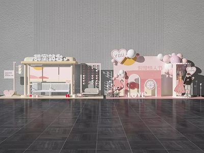 Kids Sweet Play Area With Pink Decor And Balloons Cartoon Ornaments 3d model