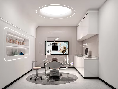 Modern Dental Clinic Interior With Dental Chair And Cabinets 3d model