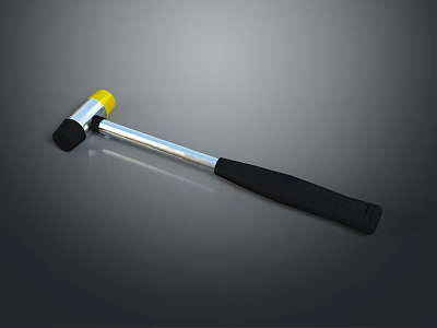 Professional Hand Tool Hammer With Yellow Head Black Rubber And Silver Handle 3d model