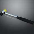 Professional Hand Tool Hammer With Yellow Head Black Rubber And Silver Handle 3d model