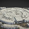 Ancient Architecture Circular Stone Structure Ruins With Historical Layout And Aerial View 3d model