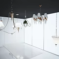Various Stylish Chandeliers with Modern and Classic Designs in Exhibition Space