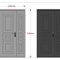 Modern Two Part Double Door Interior With 1180mm Width And 2100mm Height 3d model