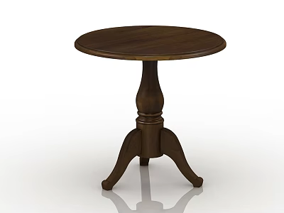Classic Solid Wood Round Table With Decorative Three Legged Base And Smooth Surface 3d model