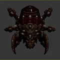 3D Rendered Fantasy Monster Creature With Spiked Body Purple Brown Color And Multiple Legs
