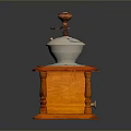 Modern Electronic Coffee Grinder With Wooden Base And Metal Grinding Components