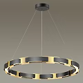 Modern Circular Pendant Light With Black And Gold Segmented Bands For Interior Lighting 3d model