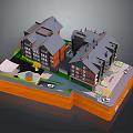 Modern Detached Villa Exterior Design With Gray Roof Brick Walls And Landscaped Courtyard Driveway