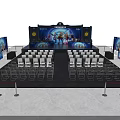 Event Stage Setup With Rows Of Seats Large Screens And Lighting Equipment