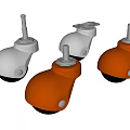 Industrial Casters with White and Orange Bodies Black Wheels and Durable Construction