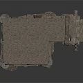 Ancient Ruined Medieval Chamber With Stone Walls Arched Vaults Shield And Debris