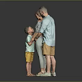 Happy Family With Pregnant Mother Father And Child Standing Together Touching Belly