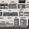 Modern Kitchen Catering Kitchen Equipment Kitchen Console Barbecue Rack Stove Kitchen 3d model