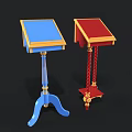 Stylish Decorative Side Tables In Blue And Red With Gold Accents For Home Living
