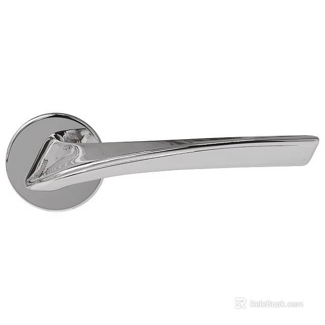Sleek Modern Chrome Door Handle For Interior Door With Smooth Design 3d model 