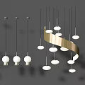 Modern Pendant Lights With Various Circular Ring And Spherical White Shade Designs 3d model