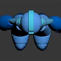Blue Robot Game Movie Character In Metallic Armor With Shiny Gloves And Boots