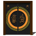 Light Luxury Gate Classical Dragon and Phoenix Carved Gate 3d model
