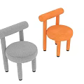 Modern Orange Single Sofa Rounded Backrest Round Seat Cushion Wooden Legs Black Foot Caps