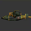Green And Yellow Striped Futuristic Spacecraft Aerospace Model 3D Concept Design