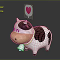 Cute Cartoon Cow Character Design With Black White Spots And Speech Bubble Containing Pink Heart