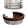Elegant Reception Desk Design With Circular Wooden Marble Base And Metal Frame