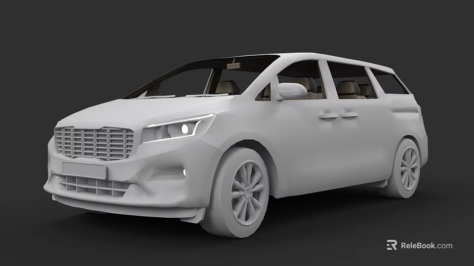 White Modern MPV Car With Front Grille Headlights And Spacious Interior 3d model 