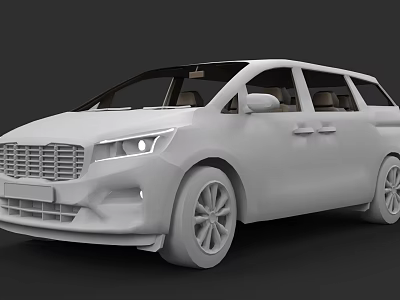 White Modern MPV Car With Front Grille Headlights And Spacious Interior 3d model