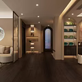 Elegant Modern Clubhouse Interior With Lounge Area Marble Floors And Chandelier