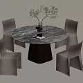 Modern Dining Table and Chair Combination Round Multiplayer 3d model