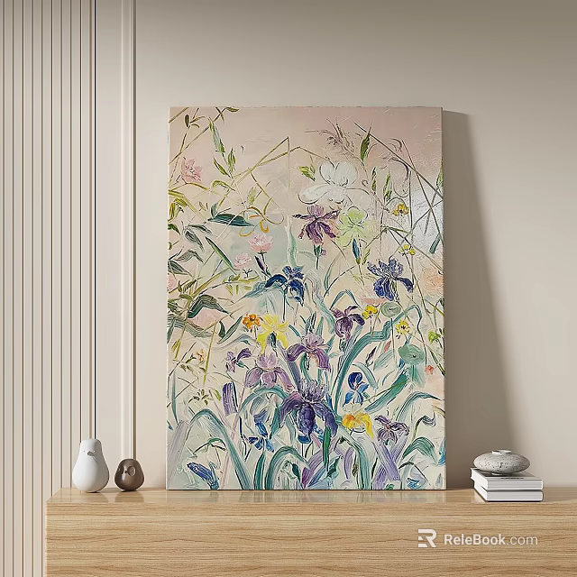Abstract Floral Painting As Interior Wall Decor 3d model