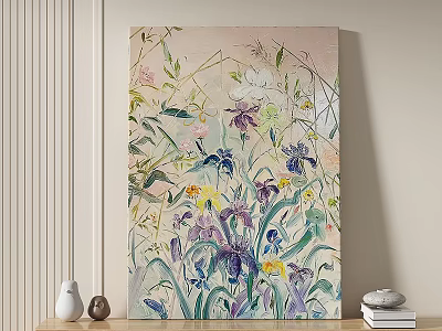 Abstract Floral Painting As Interior Wall Decor 3d model