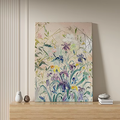Abstract Floral Painting As Interior Wall Decor 3d model