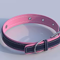 Stylish Pink And Navy Blue Pet Collar With Metal Buckle And Rivets