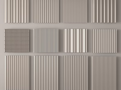 Various Decorative Wall Panels Featuring Different Vertical Striped Textures And Patterns 3d model