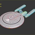 Futuristic Interstellar Spacecraft Model With Disc Shaped Body And Blue Engines 3d model