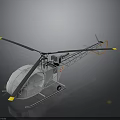Space Exploration Helicopter Model With White Body Black Rotors And Yellow Tips