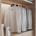 Modern Walk in Closet with Hanging Suits Shirts Shoes Storage and Mirror