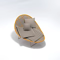 Modern Comfortable Bean Bag Chair Design With Orange Metal Frame And Gray Soft Cushions